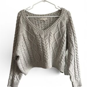 Cozy Gray Cable Knit Sweater